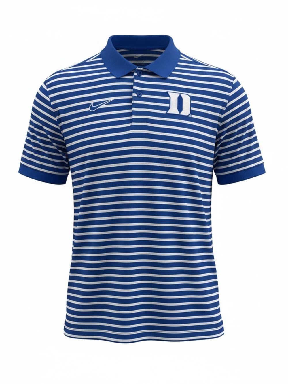 NikeDuke Blue Devils Blue and White Striped Polo - Men's
